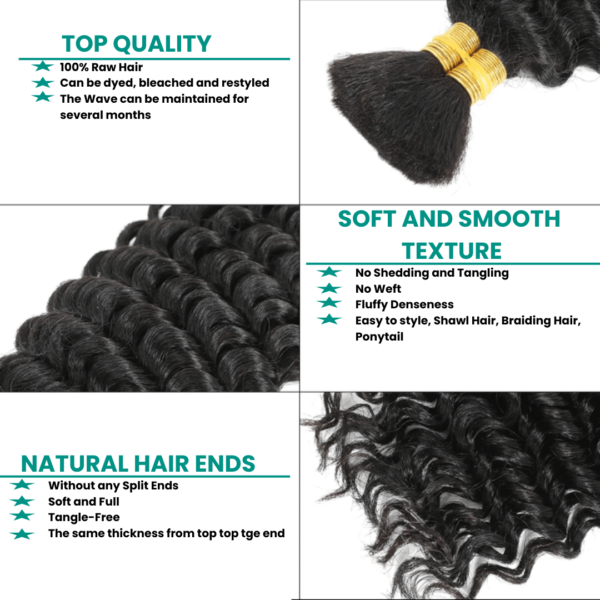 Deep Wavy Boho Bulk Hair - Image 7