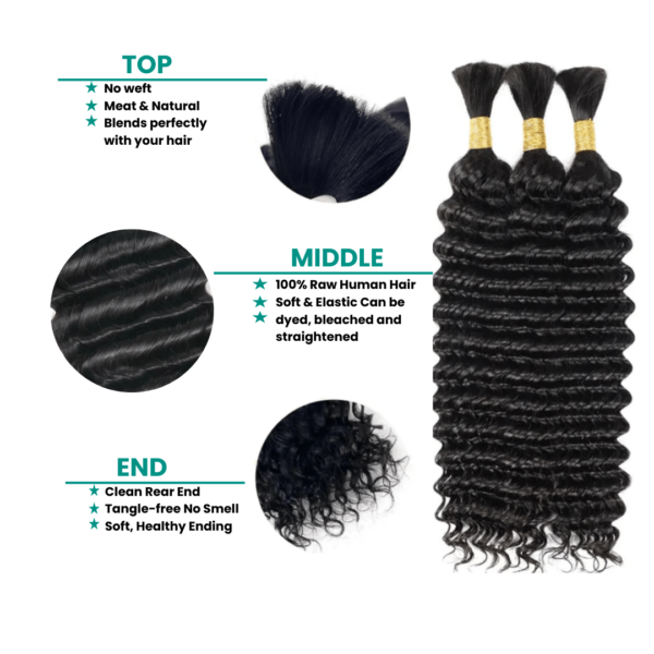 Deep Wavy Boho Bulk Hair - Image 5