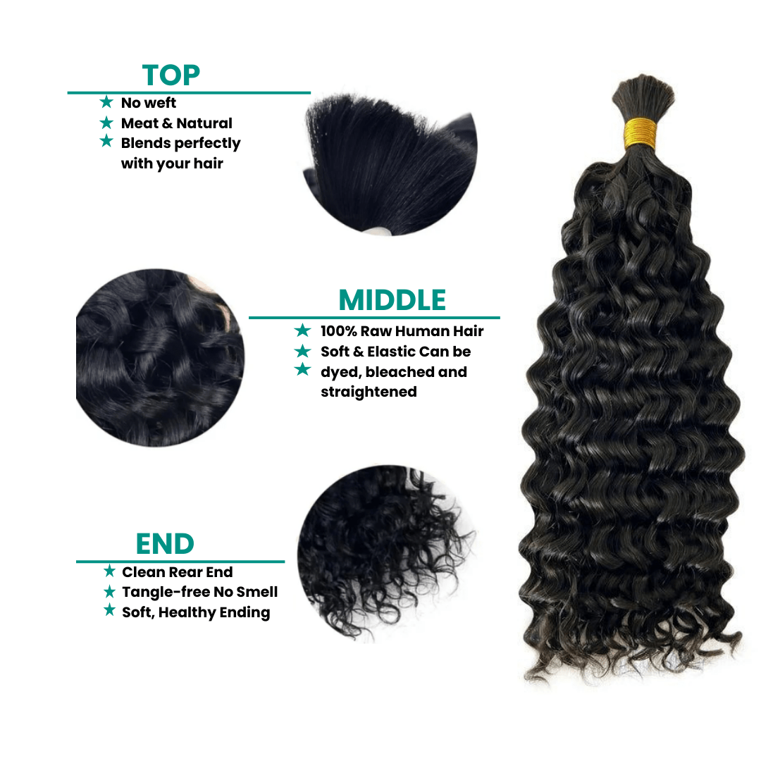 Deep Curly Boho Bulk Hair - Image 5